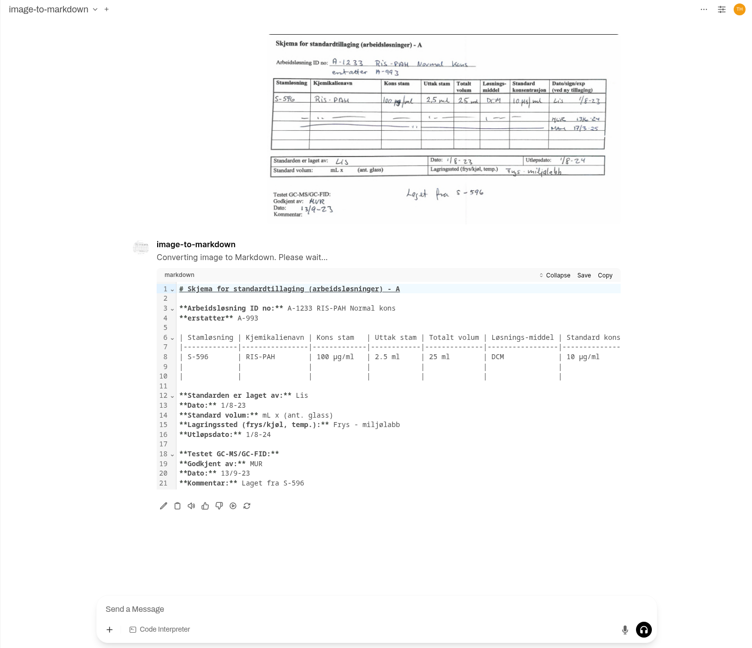Image to Markdown Handler