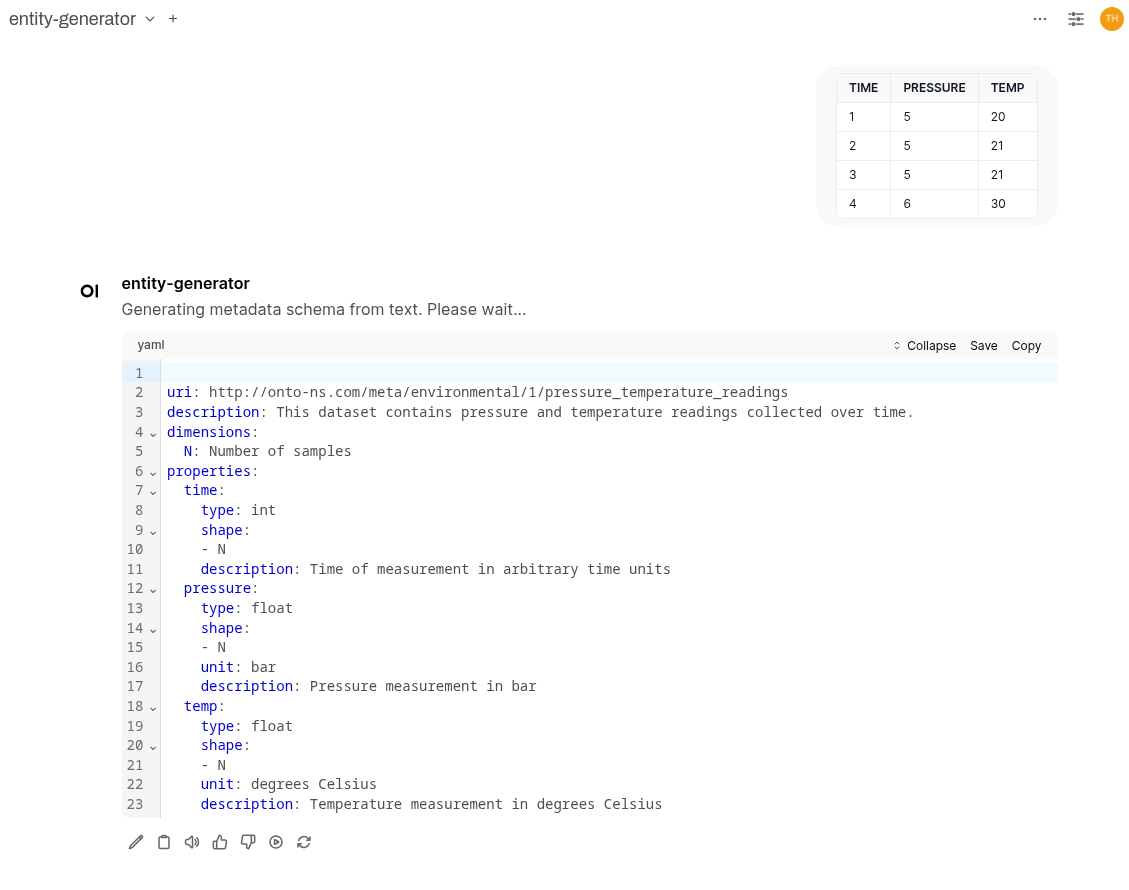 Entity Generator Output